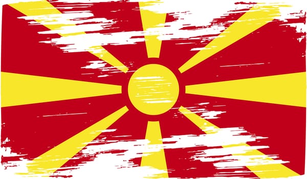 Flag of Macedonia with old texture.  illustration