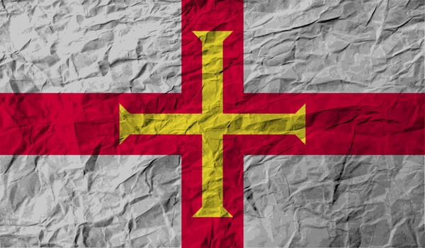 Flag of Guernsey with old texture.  illustration