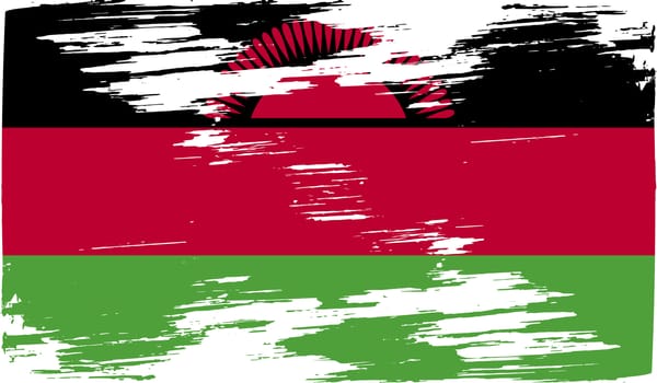 Flag of Malawi with old texture.  illustration