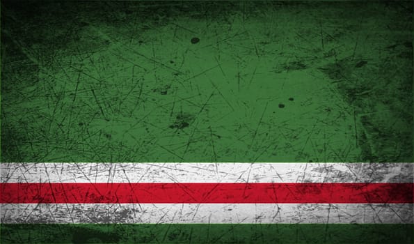 Flag of Chechen Republic of Ichkeria with old texture.  illustration