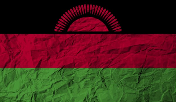 Flag of Malawi with old texture.  illustration