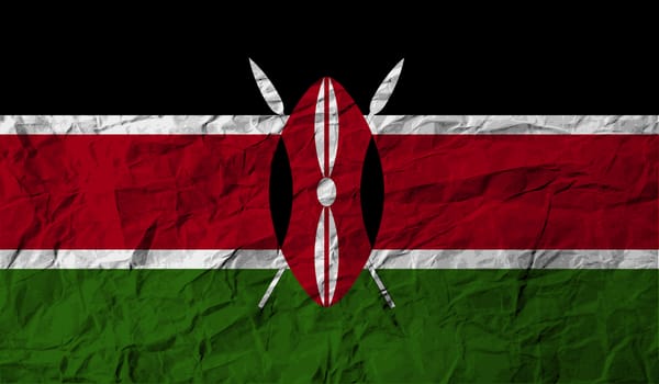 Flag of Kenya with old texture.  illustration