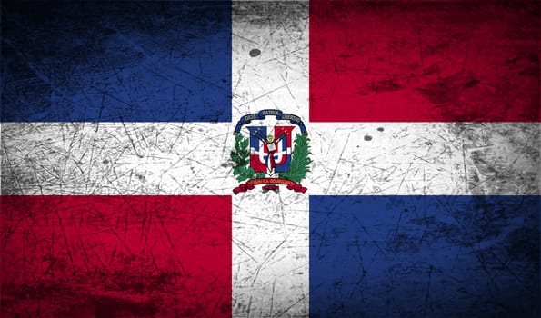 Flag of Dominican Republic with old texture.  illustration