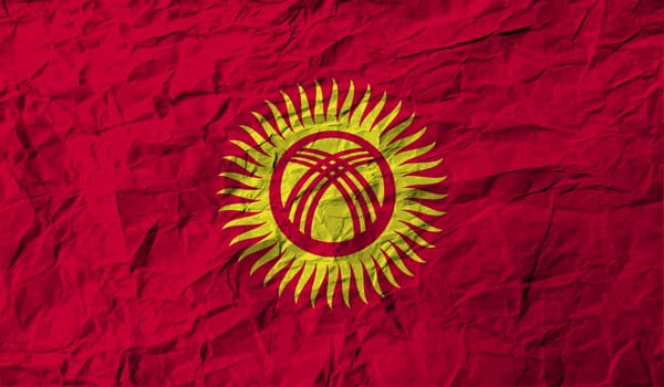 Flag of Kyrgyzstan with old texture.  illustration