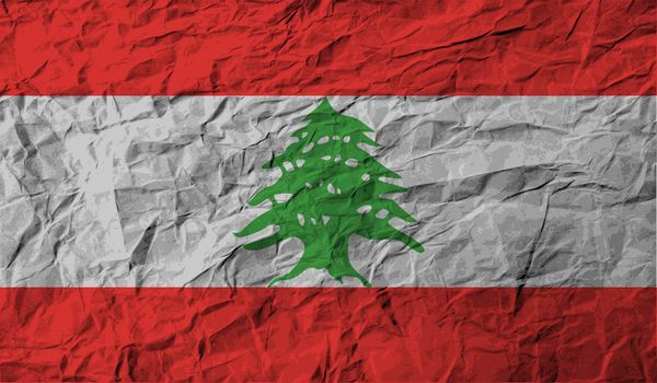 Flag of Lebanon with old texture.  illustration