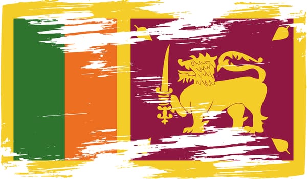 Flag of Sri Lanka with old texture.  illustration
