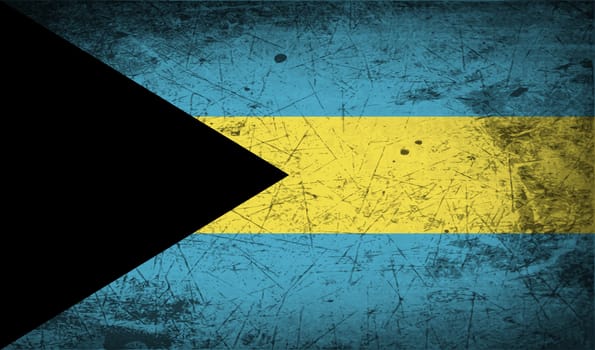 Flag of Bahamas with old texture.  illustration