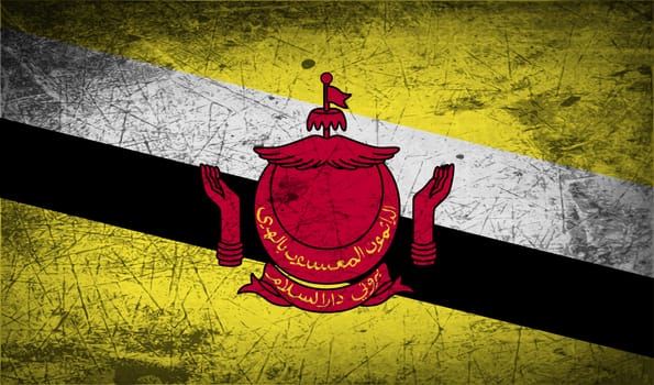 Flag of Brunei with old texture.  illustration