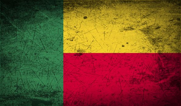 Flag of Benin with old texture.  illustration