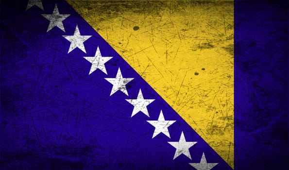 Flag of Bosnia and Herzegovina with old texture.  illustration