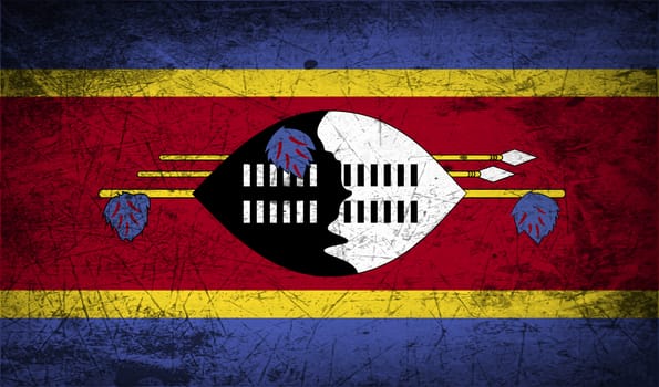 Flag of Swaziland with old texture.  illustration