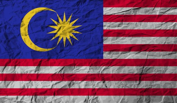 Flag of Malaysia with old texture.  illustration