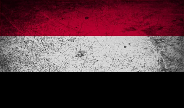 Flag of Yemen with old texture.  illustration