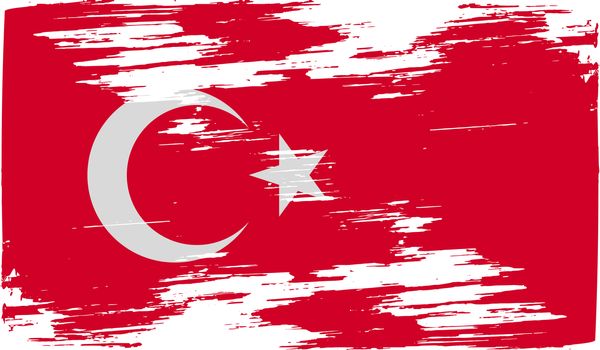 Flag of Turkey with old texture.  illustration