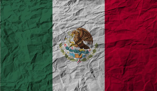 Flag of Mexico with old texture.  illustration