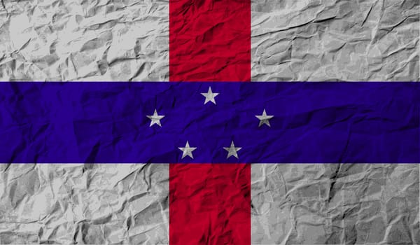 Flag of Netherlands Antilles with old texture.  illustration