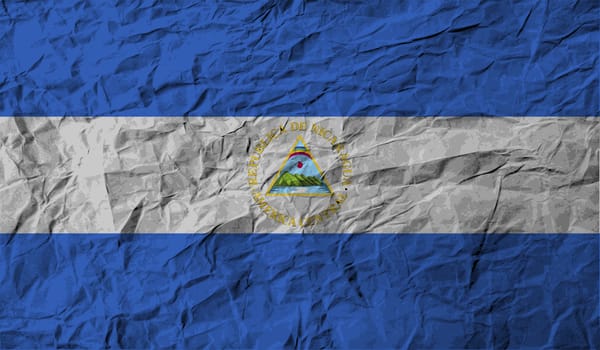 Flag of Nicaragua with old texture.  illustration