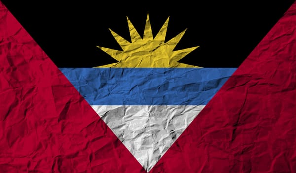 Flag of Antigua and Barbuda with old texture.  illustration