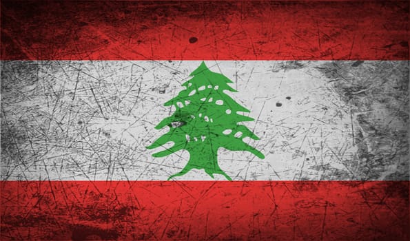 Flag of Lebanon with old texture.  illustration