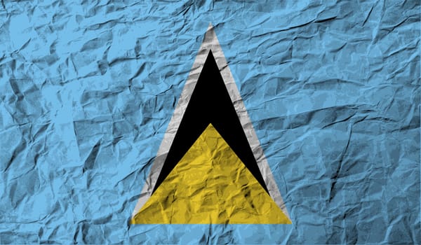 Flag of Saint Lucia with old texture.  illustration