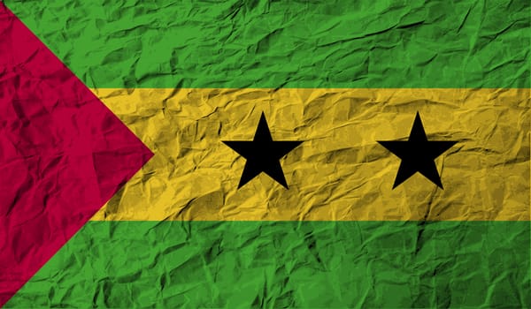 Flag of Sao Tome and Principe with old texture.  illustration