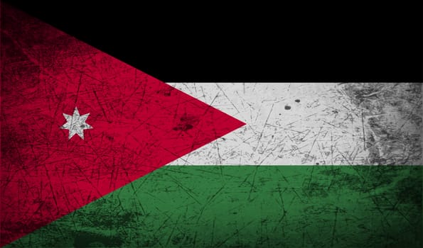 Flag of Jordan with old texture.  illustration