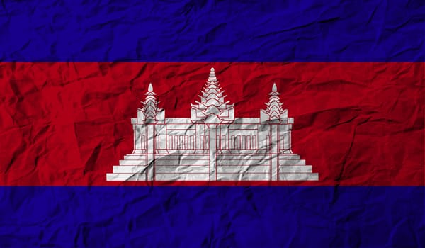 Flag of Cambodia with old texture.  illustration