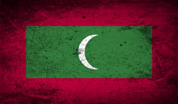 Flag of Maldives with old texture.  illustration