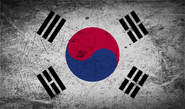 Flag of South Korea with old texture.  illustration