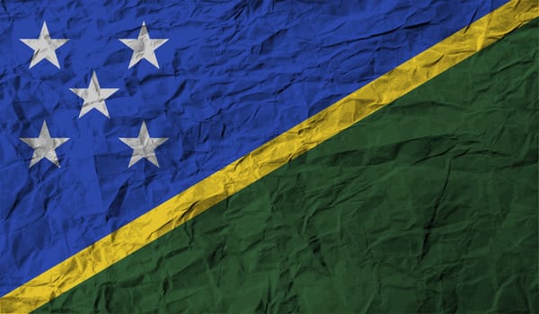 Flag of Solomon Islands with old texture.  illustration