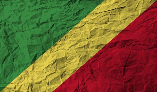 Flag of Congo Republic with old texture.  illustration