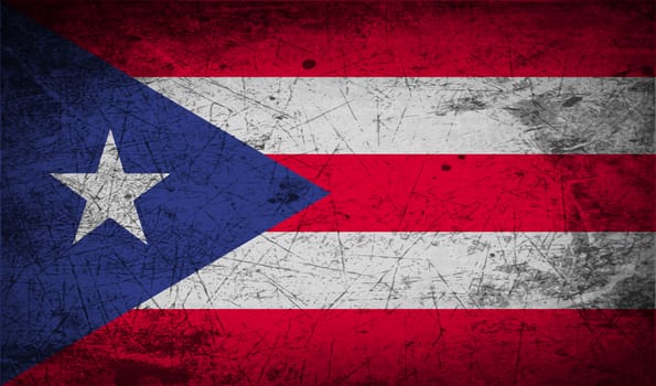 Flag of Puerto Rico with old texture.  illustration