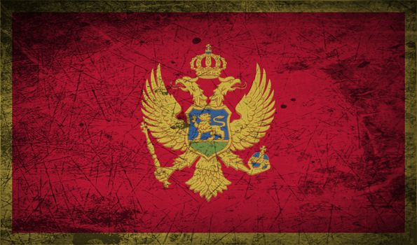 Flag of Montenegro with old texture.  illustration