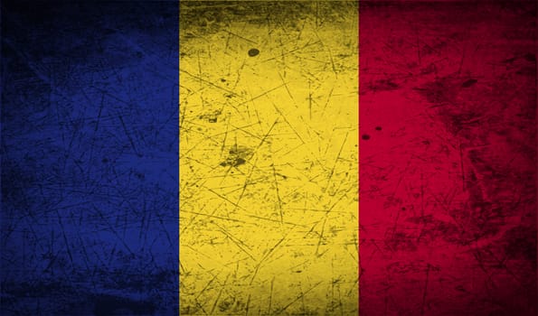 Flag of Romania with old texture.  illustration