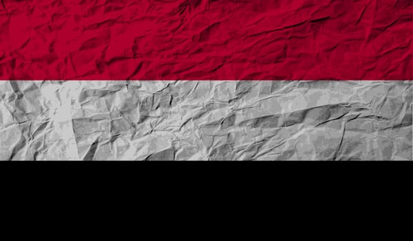 Flag of Yemen with old texture.  illustration
