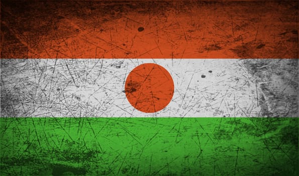 Flag of Niger with old texture.  illustration