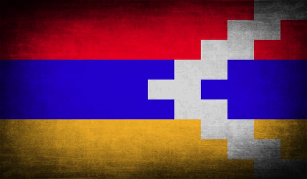 Flag of Karabakh Republic with old texture.  illustration