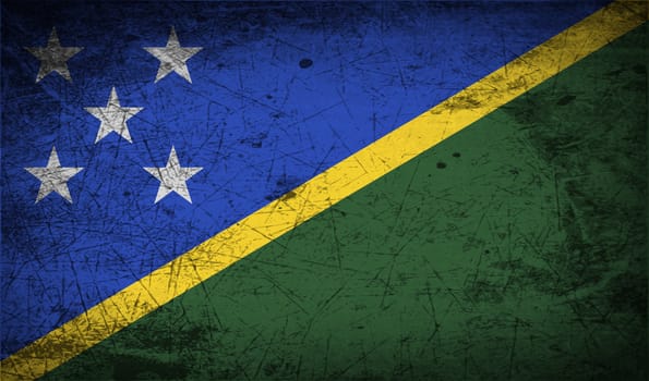 Flag of Solomon Islands with old texture.  illustration