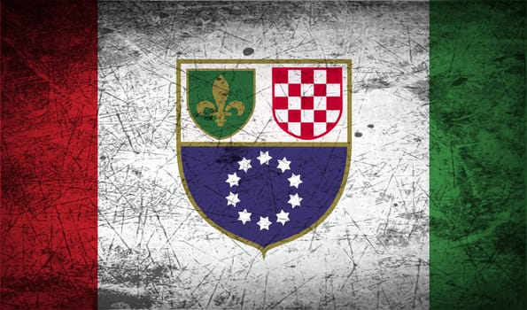 Flag of Bosnia and Herzegovina Federation with old texture.  illustration