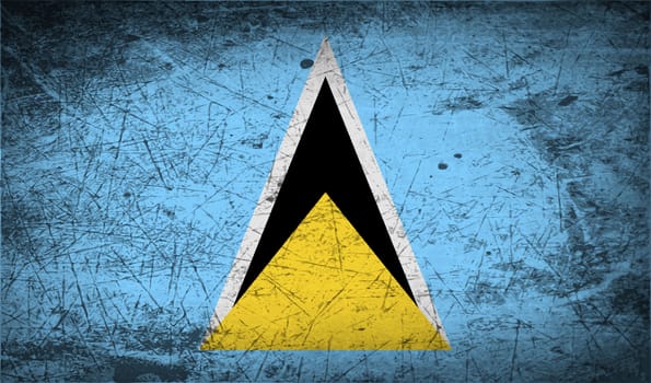 Flag of Saint Lucia with old texture.  illustration