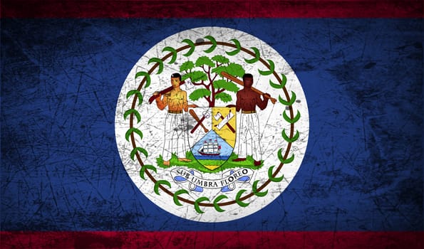 Flag of Belize with old texture.  illustration