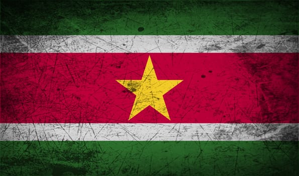 Flag of Suriname with old texture.  illustration