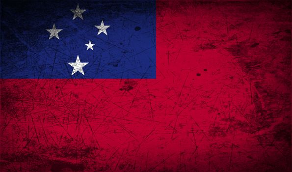 Flag of Samoa with old texture.  illustration