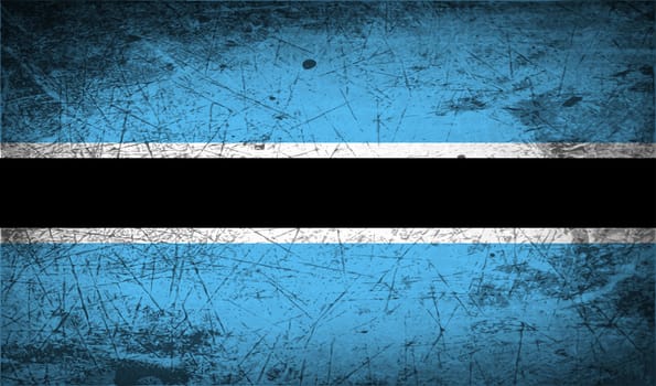 Flag of Botswana with old texture.  illustration