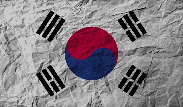 Flag of South Korea with old texture.  illustration