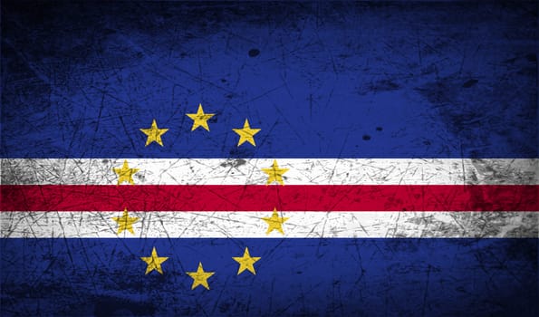 Flag of Cape Verde with old texture.  illustration