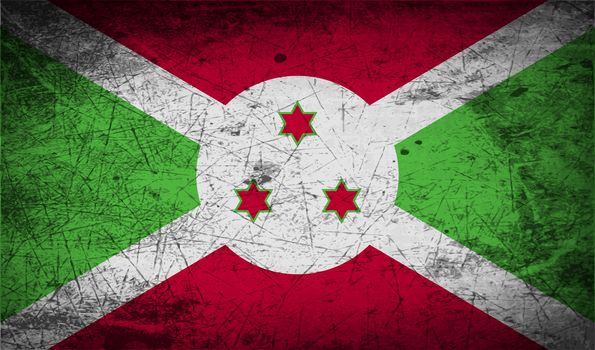 Flag of Burundi with old texture.  illustration