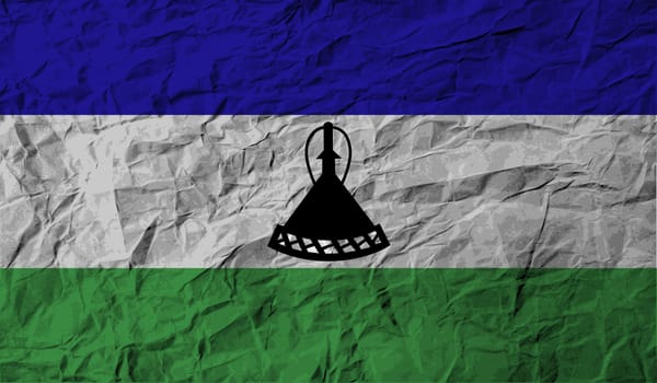 Flag of Lesotho with old texture.  illustration