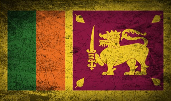 Flag of Sri Lanka with old texture.  illustration