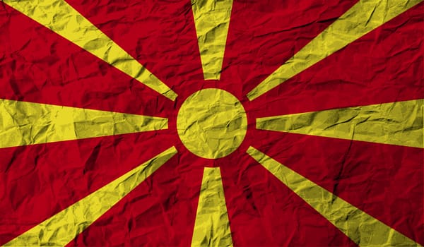 Flag of Macedonia with old texture.  illustration